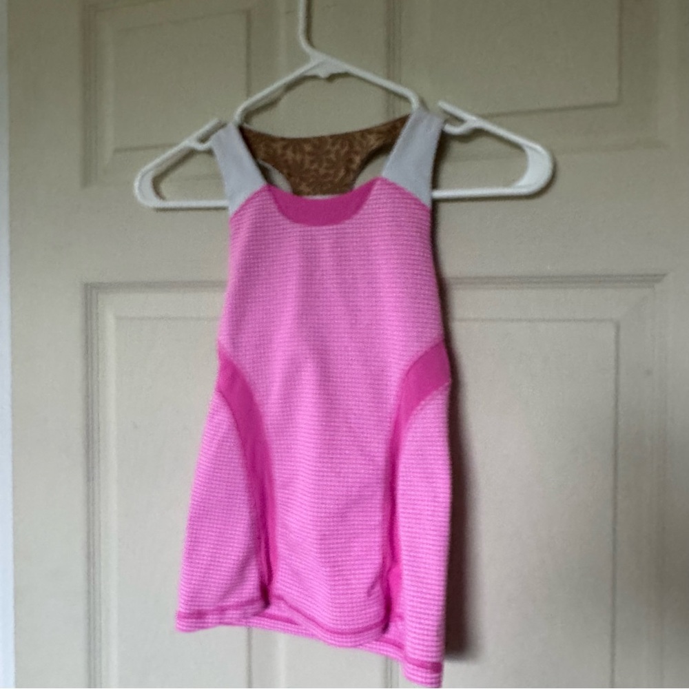 Ivivva Girls size 10 Pink and White Sleeveless Tank
